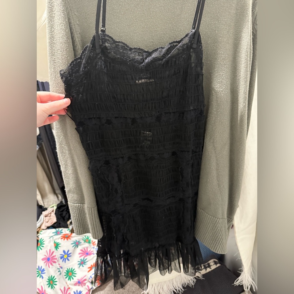Free People Black Lace Slip